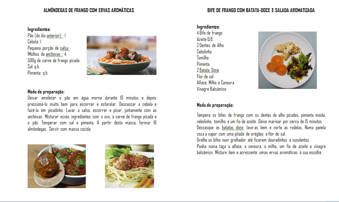 Duas receitas de pratos de carne do livro (elaborado por alunos) "Aromatizar Sabores".