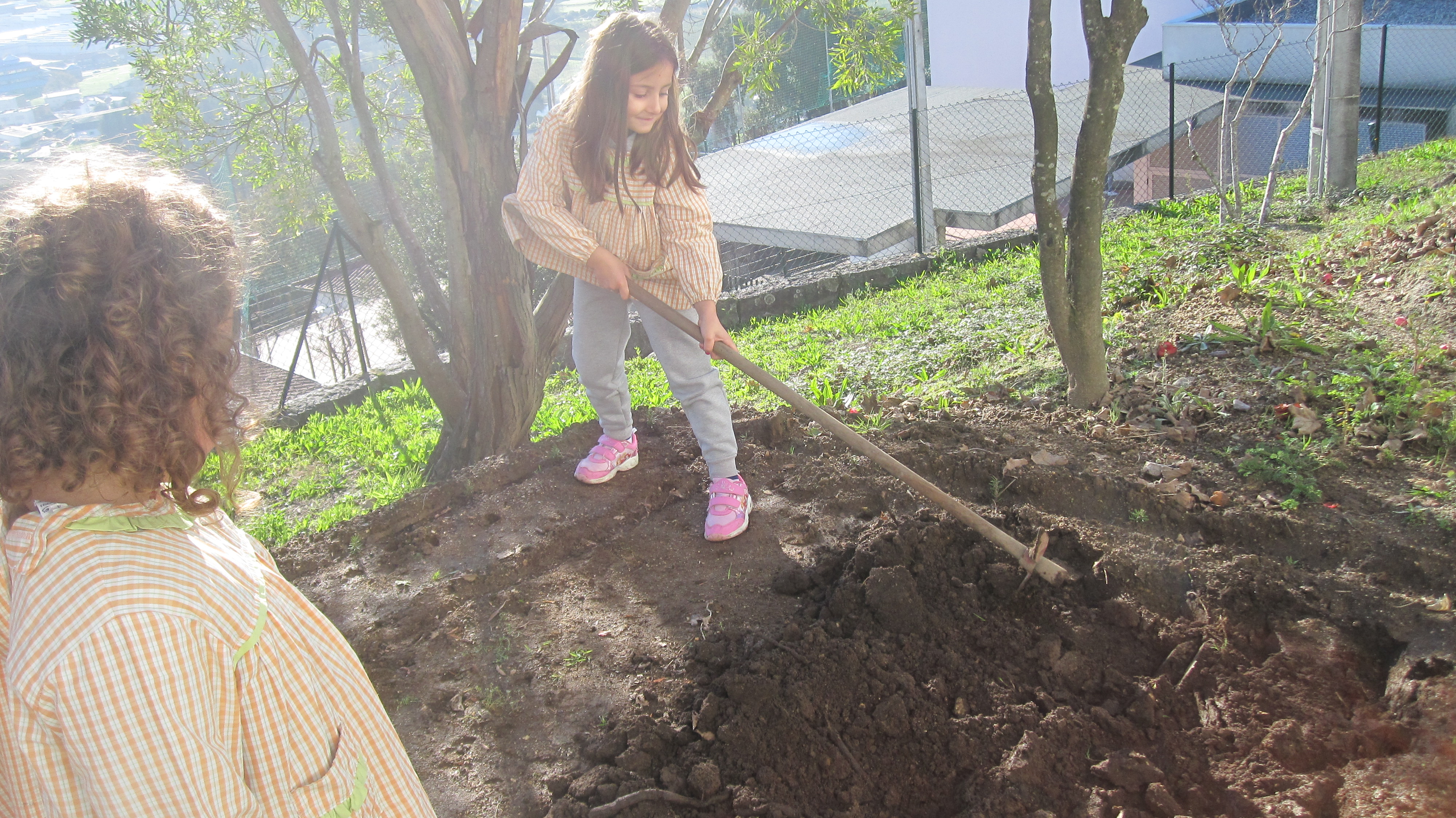 Preparação da zona a cultivar, cavar e remexer a terra.