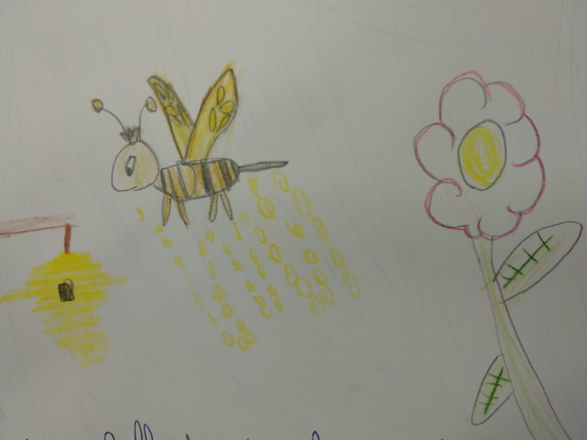 Ilustração da abelha. trabalho realizado pela aluna Carlota Sofia Viegas Santos do 2º ano B.