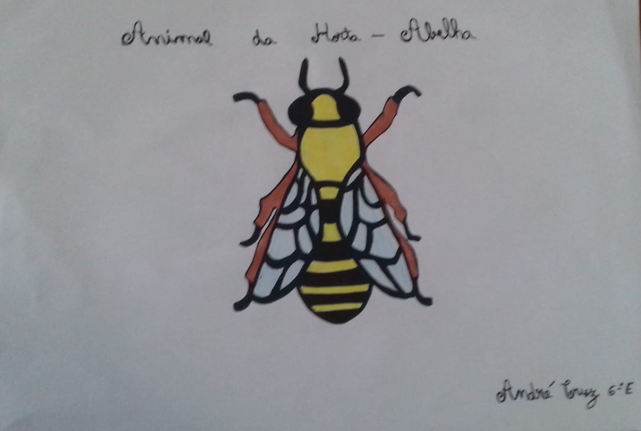 Abelha - A fotografia é uma ilustração de uma abelha feita por um aluno do 6ºano, pertencente ao Clube do Ambiente da Escola.