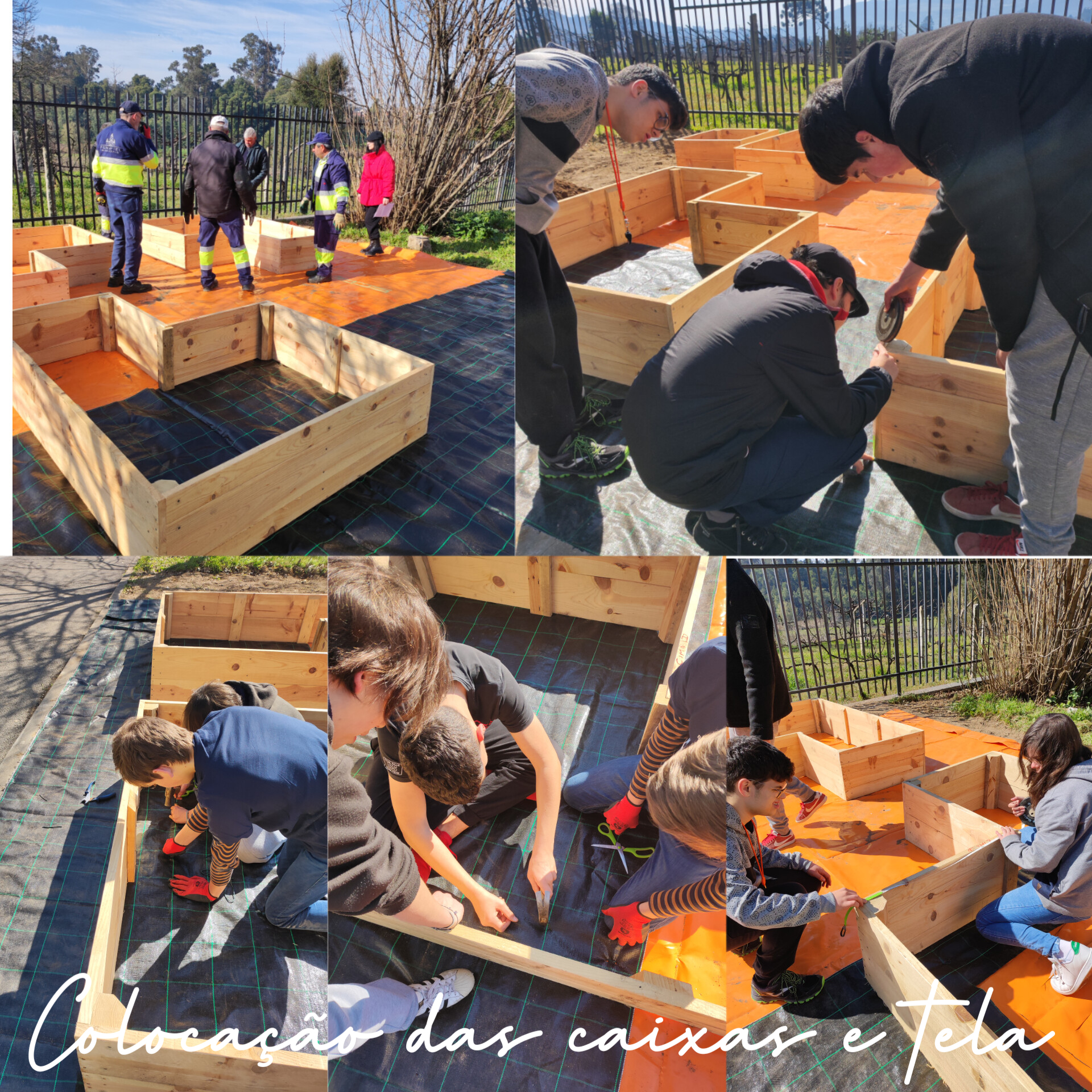 Construção das caixas - canteiro para a horta